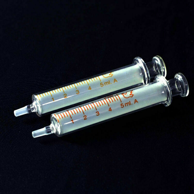 2Pcs 5ML Glass Syringe,Lab Injector Use In Laboratory Chemistry Tools