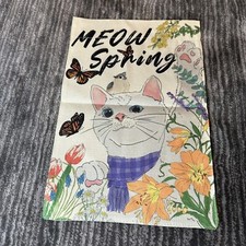 Meow Spring Cat Garden Flag Butterfly 12x18 Double Sided Yard Decor Outdoor New