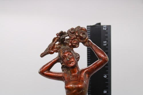 Antique 1920s Art Deco Metal Woman w Flowers on Wood Base - Le Printemps/Spring - Picture 11 of 12