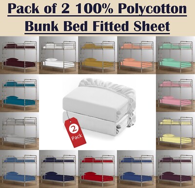 2er Set Perkal Etagenbett Spannbetttuch 2 Fuß 6 Zoll Bettwäsche Größe 25 cm tief Laken