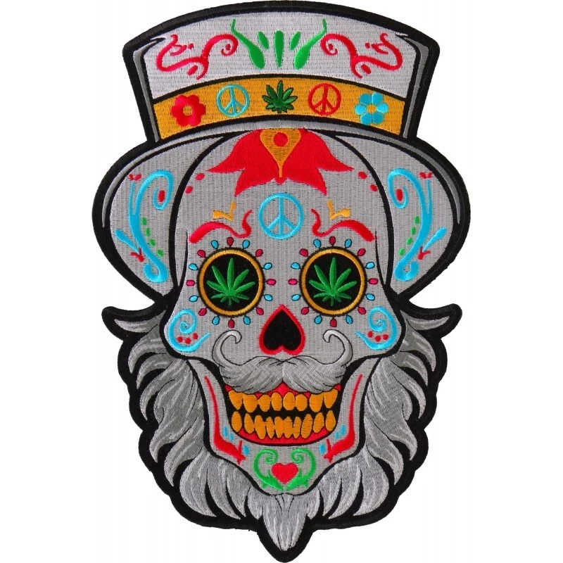 Captain Trips Sugar Skull Hippy Large Sew On Embroidered Patch Grateful Dead - Image 4 of 4