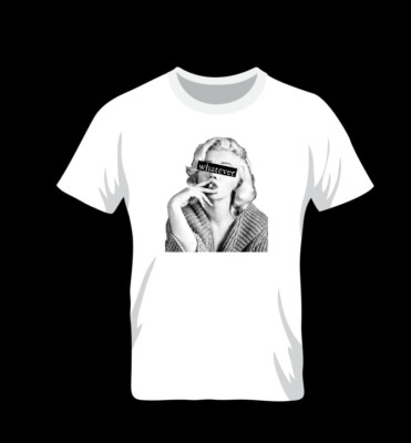 Unisex Marilyn Monroe WHATEVER t-shirt  white  black and white design 