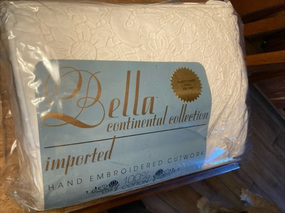 VTG Bella Continental Collection White Hand Embroidered Cutwork King Coverlet