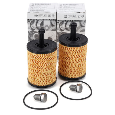 2x ORIGINAL VW Ölfilter + Schraube GOLF 4-6 PASSAT POLO TOURAN T4 T5 1.2-2.5 TDI