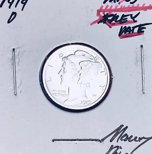 1919-D Denver Mint Mercury Dime, Superb Gem BU+++, RARE This Nice!