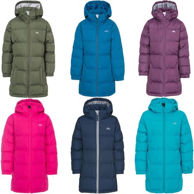 Trespass Mädchen Tiffy durchgehender Reißverschluss wattiert Winter warm Kapuze isoliert Jacke Mantel