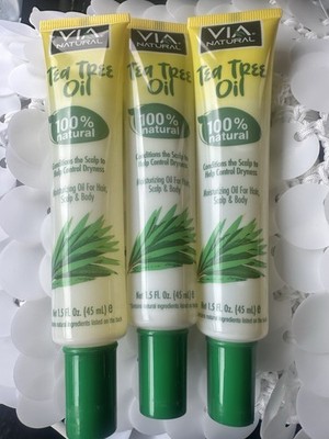 VIA Natural 100% Natural Tea Tree Oil 1.5 fl oz Tube 3 Pack Hair/Body