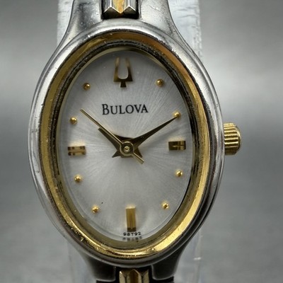 Bulova Watch Women 17mm Silver Dial Two Tone Oval 98T92 New  display picture 1