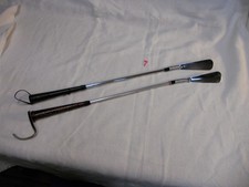 Vintage Shoe Horn 24" Inch Long Handled 2 Shoe Horns Leather Wrapped Handle