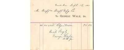 1901 Buff & Buff J. Co. Billing Statement Dr. George Wale MA Everett MA