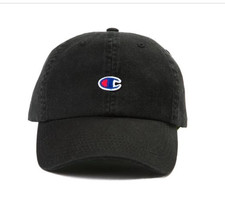 Champion Hat Cap Strap Back Black Embroidered...