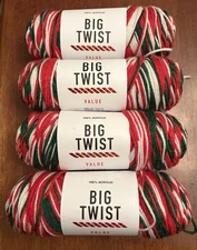 Lot of 4 Big Twist Value Yarn, Merry & Bright 269 yards each, NEW