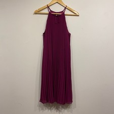 Ted Baker Emelay Bow Detail Pleated Purple Trapeze Cocktail Mini Dress Size 2