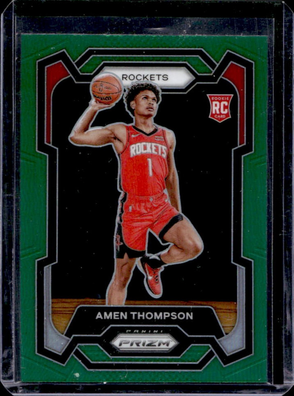 2023-24 Panini Prizm Amen Thompson RC Prizm Green Rookie #150 Rockets