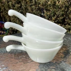 Vintage Anchor Hocking Fire King OvenProof Milk Glass Handled Soup Bowl Set Of 4