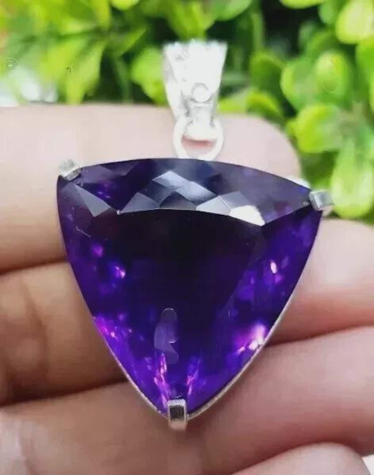 101 Ct Natural Purple Amethyst 925 Sterling Silver Solitaire Pendant Gemstone