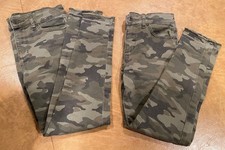 2 Pairs Gap Kids Girls High Rise Ankle Camo Green Jeggings With Stretch Size 10