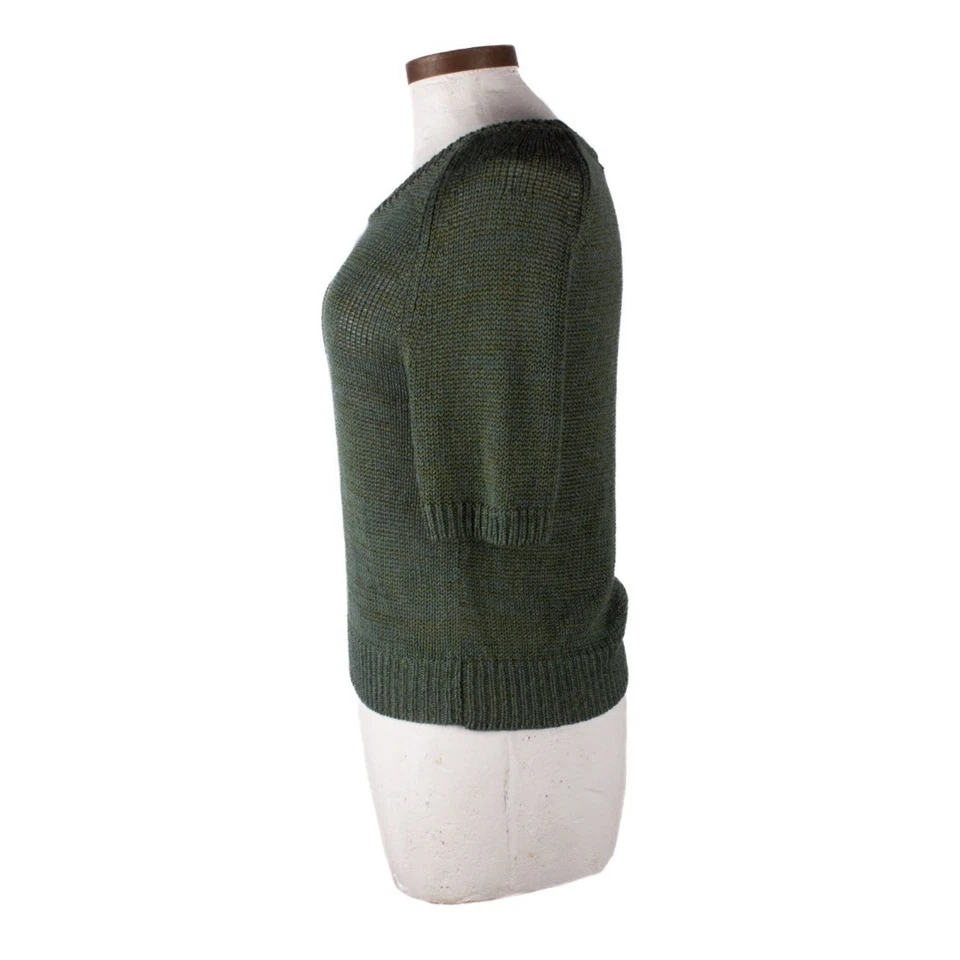 Suéter de manga corta DRIES VAN NOTEN mezcla de lino verde talla M Foto 3 de 4