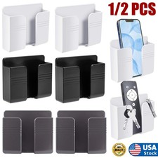 Wall Mount Phone Holder Adhesive Remote Control Storage Box Non Slip Storage Box