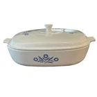 Vintage Pyrex Corningware 10" Casserole Dish With Lid Blue Cornflower