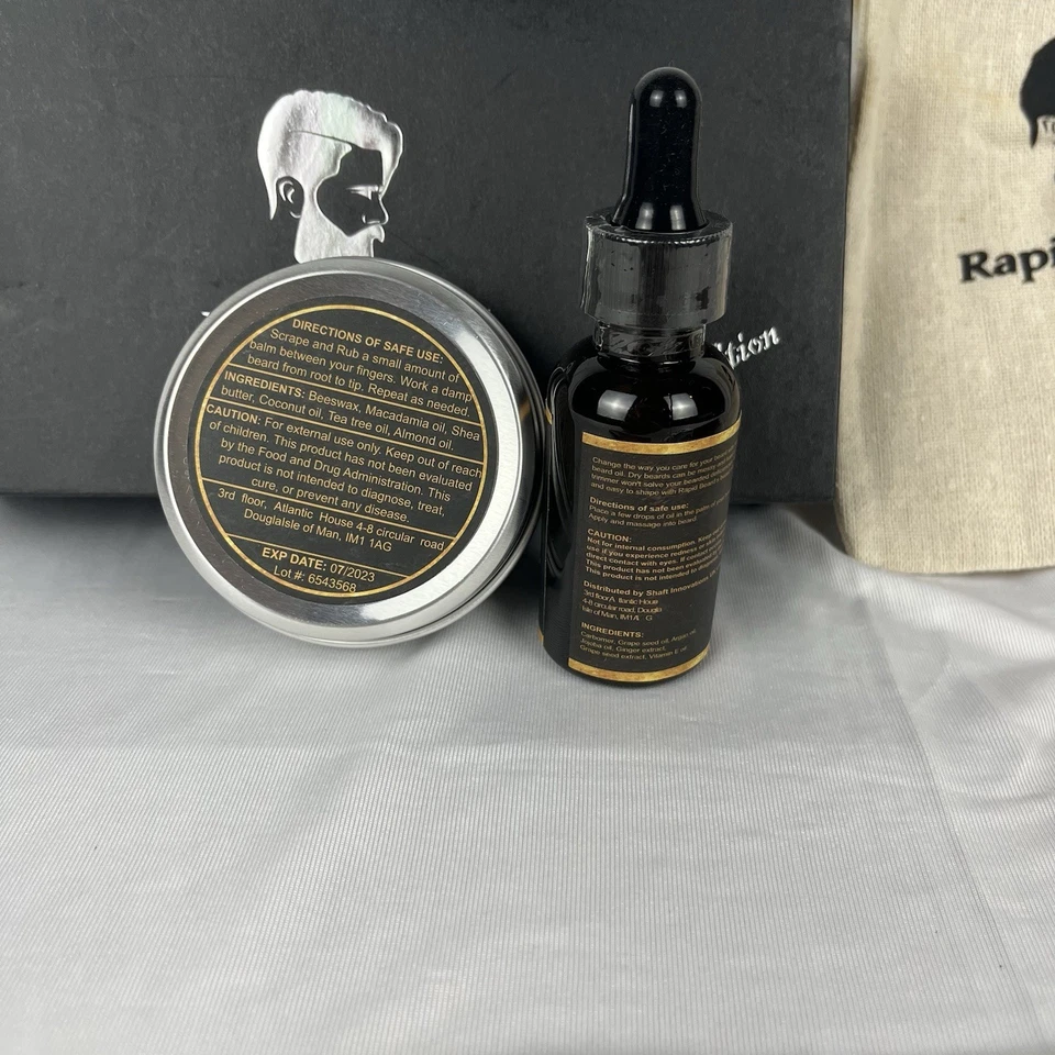 Kit Barba Rápida ~ Edición Especial ~ Cepillo, Peine, Tijeras, Bálsamo, Aceite y Bolsa NUEVO Foto 3 de 4