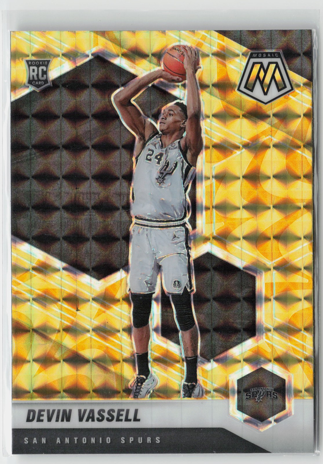 2020-21 Panini Mosaic #221 Devin Vassell Mosaic Reactive Yellow