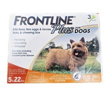 FRONTLINE Plus Flea  Tick Control For Dogs 5 - 22 Lbs. Epa Approved - 3 Doses