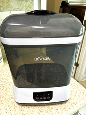 Dr. Brown's Electric Baby Bottle Sterilizer w/ Removable Tray, Handle White Gray
