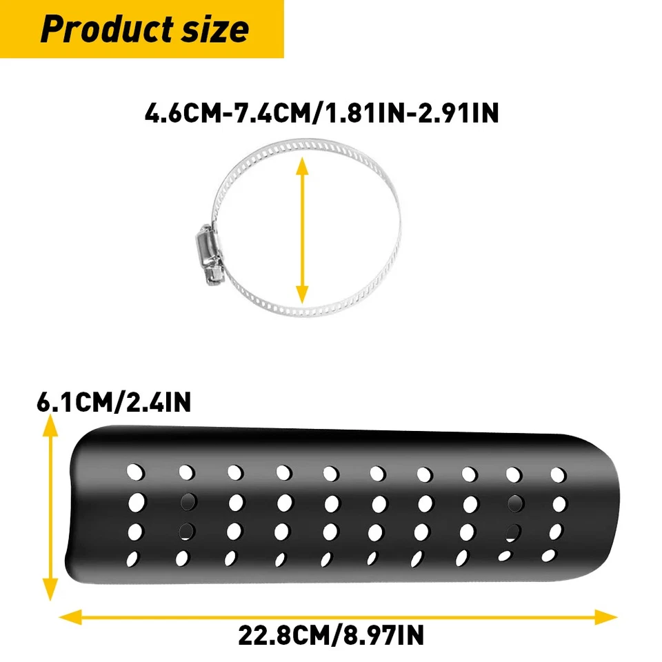 Universal Black Exhaust Pipe Muffler Heat Shield Cover Guard Heel Motorcycle - Image 2 of 4