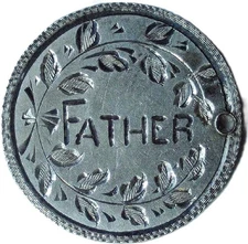 VINTAGE - 1891 SILVER SEATED DIME LOVE TOKEN - FATHER - GREAT ARTWORK - EC 8249