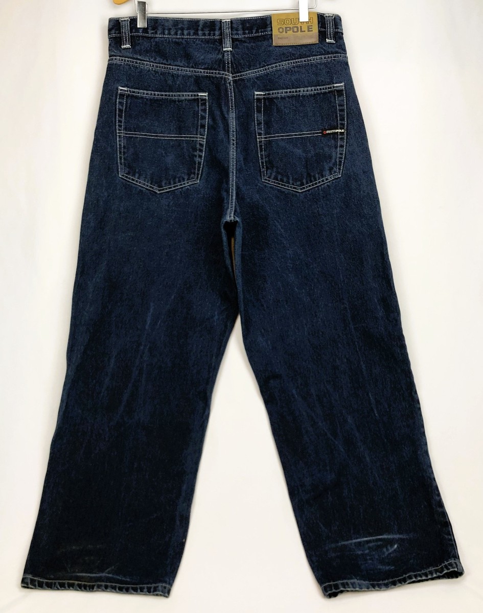 Vintage Southpole Baggy Jeans 36x31 Wide Leg Dark Wash Blue Denim