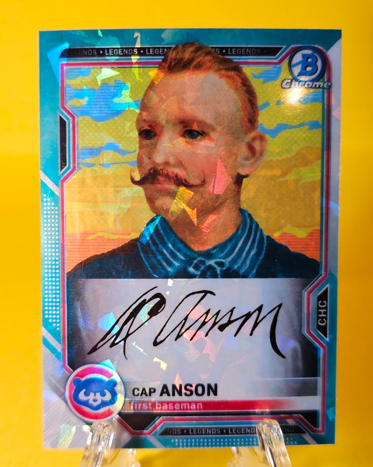 2021 Bowman Cap Anson Aqua Atomic Refractor NOVELTY CARD Blank Back FACSIMILE