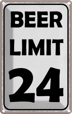 Blechschild 18x12 cm BEER Limit 24 Bier Alkohol Deko Geschenk Metall Schild