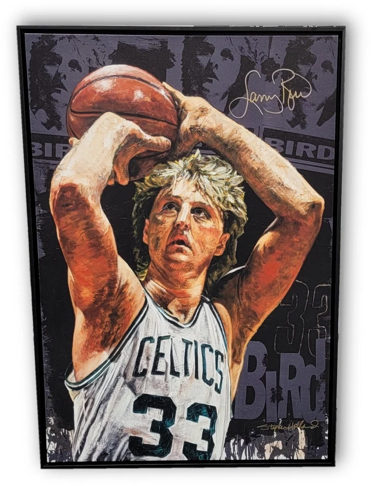 Larry Bird Hand Signed Autographed 30x43 Canvas Stephen Holland Celtics /300