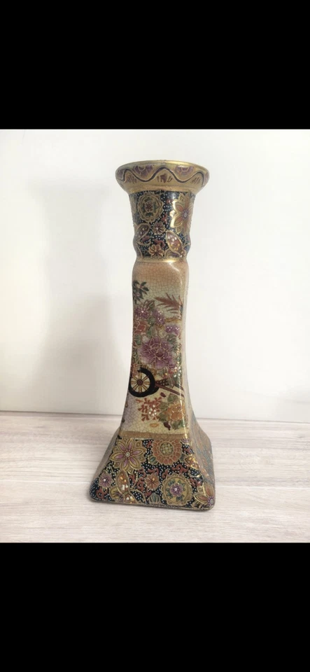 Torre/2 soportes para velas vintage china de porcelana chapada en oro a juego. "RARO" Foto 3 de 3