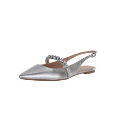 Jewel Badgley Mischka Womens 7.5 M Silver Bambi Slingback Flats NIB QY0