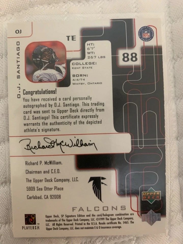 OJ Santiago autographed card with COA - Image 3 of 4