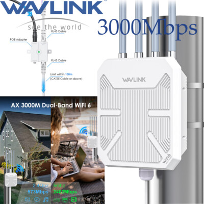 Wavlink Wifi 6 Extender Tri-Band Mesh WiFi 6E Router AX3000 Outdoor Access Point