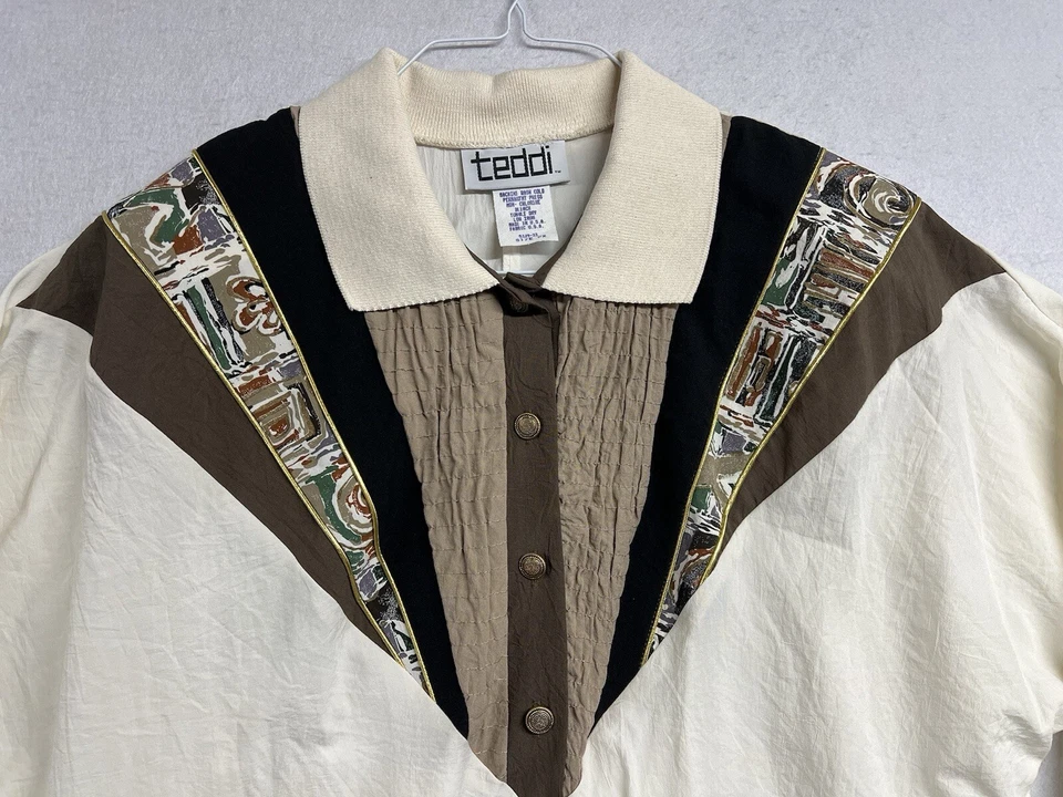 Camisa Pullover De Colección Teddi Para Mujer Blanca 2XL Colorida Bordada Manga Larga Foto 3 de 4