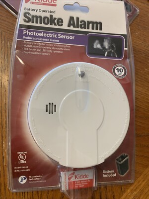 Kidde Battery Operated Smoke Alarm Photoelectric Sensor Model P9050 Battery Incl