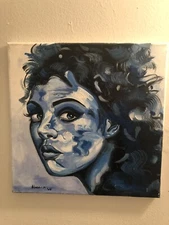 ORIGINAL ACRYLIC PAINTING•MODERN WOMAN PORTRAIT 12”x12” Canvas  Osmel Almora