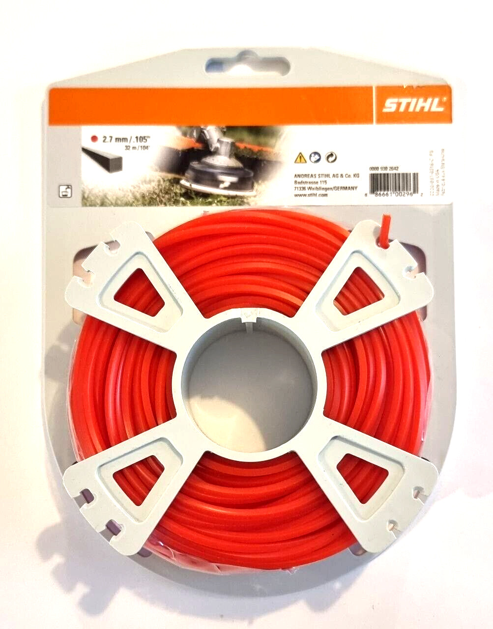 Genuine Stihl Grass Trimmer Line Square  Red Section 2.7mm х 32m 00009302642