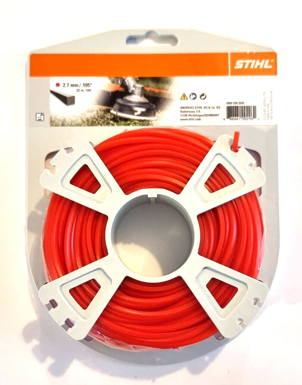Genuine Stihl Grass Trimmer Line Square  Red Section 2.7mm х 32m 00009302642