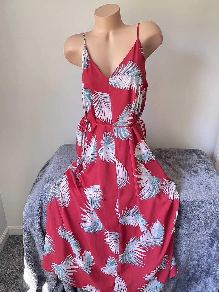 Maxi Slip Dress Palm floral B Neck Sundress sleeveless Forever 21 | eBay