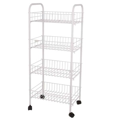 Home Basics FB41258 4 Tier Kitchen Trolley, White, 15.30'' x 10.00'' x 34.00''