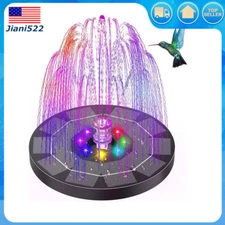 New Solar Fountain Pump Bird Bath Solar Power Glass Panel 6 LED Light for Pond