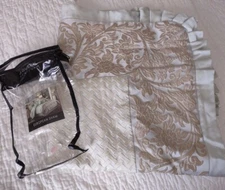 J Queen euro pillow sham Marcello aqua tan blue 26x26 victorian