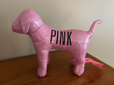 Victoria s Secret LOVE PINK Plush Puppy Dog Pink Iridescent Color Smooth RARE