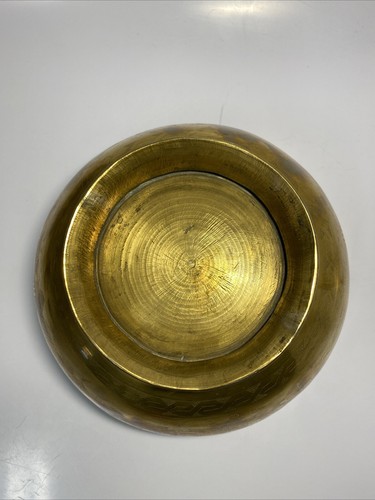 Antique Vintage Stunning Chinese Brass Bronze Pedestool Bowl Etched Marked China - Picture 19 of 24