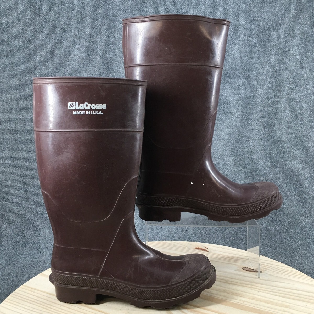 LaCrosse Brown Tall Rubber Mud Rain Waterproof pull on Boots Made In USA
Mens 9 LaCrosse Brown Tall Rubber Mud Rain Waterproof pull on Boots  main image 3